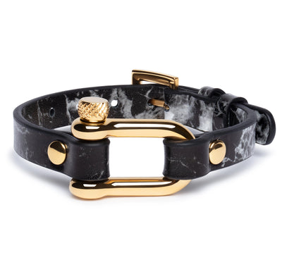 Black Marble & Gold Shackle Bracelet - Equinoxx Design