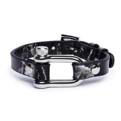 Black Marble & Silver Shackle Bracelet - Equinoxx Design