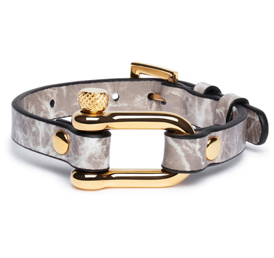 Grey Marble & Gold Shackle Bracelet - Equinoxx Design