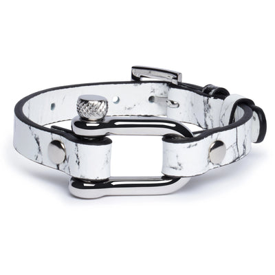 White Marble & Silver Shackle Bracelet - Equinoxx Design