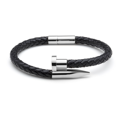 Black Braided Leather & Silver Nail - Equinoxx Design