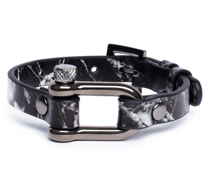 Black Marble & Gun Metal Shackle Bracelet - Equinoxx Design