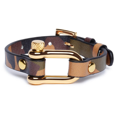 Camouflage & Gold Shackle Bracelet - Equinoxx Design