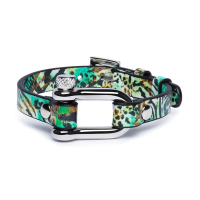 Green Leopard & Silver Shackle Bracelet - Equinoxx Design