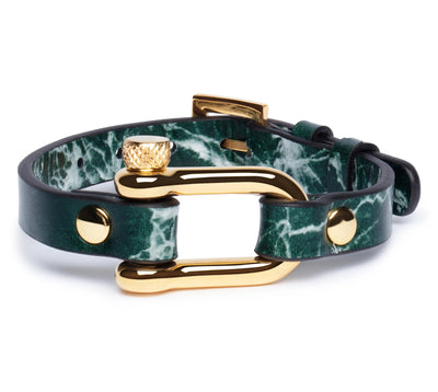 Green Marble & Gold Shackle Bracelet - Equinoxx Design