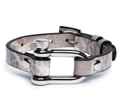 Grey Marble & Silver Shackle Bracelet - Equinoxx Design