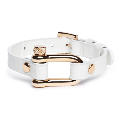 White Crocodile & Rose Gold Shackle Bracelet - Equinoxx Design