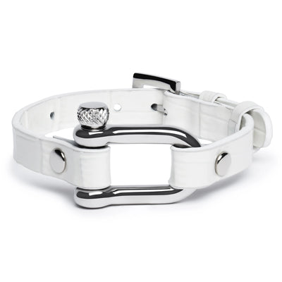 White Crocodile & Silver Shackle Bracelet - Equinoxx Design